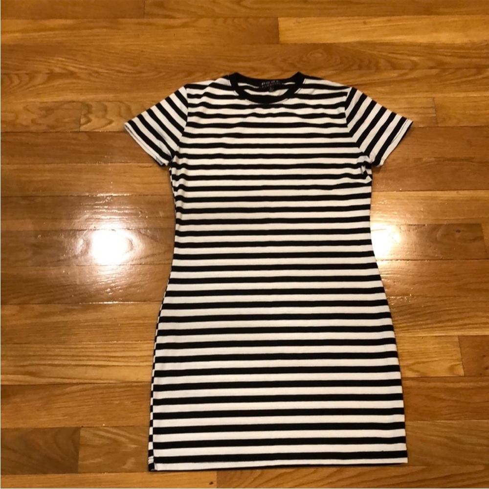 Chic Striped Mini Dress in Black and White